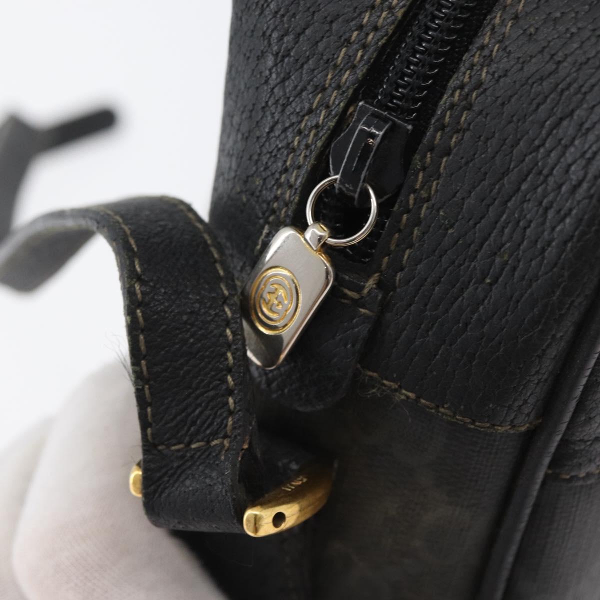 GUCCI GG Supreme Web Sherry Line Bag PVC Black Gold 72 02 088 Auth 170825A