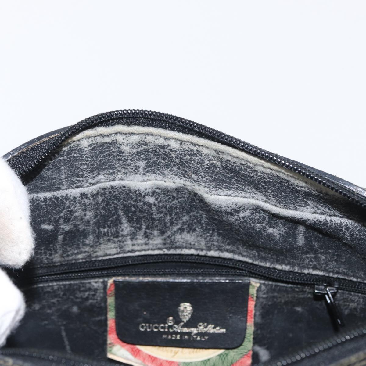 GUCCI GG Supreme Web Sherry Line Bag PVC Black Gold 72 02 088 Auth 170825A