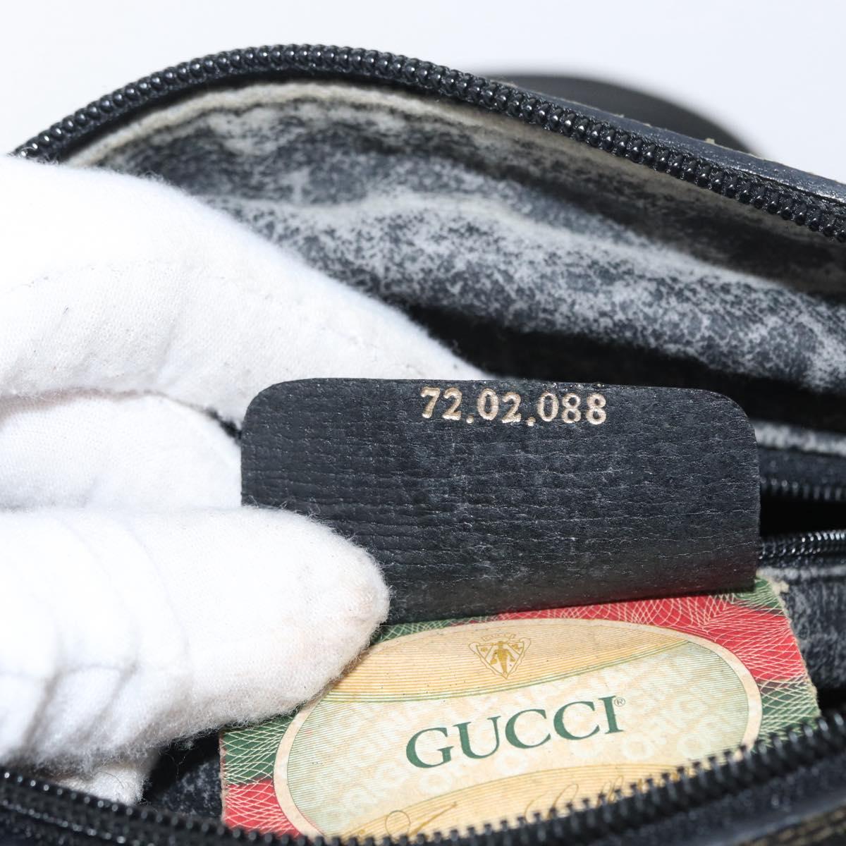 GUCCI GG Supreme Web Sherry Line Bag PVC Black Gold 72 02 088 Auth 170825A