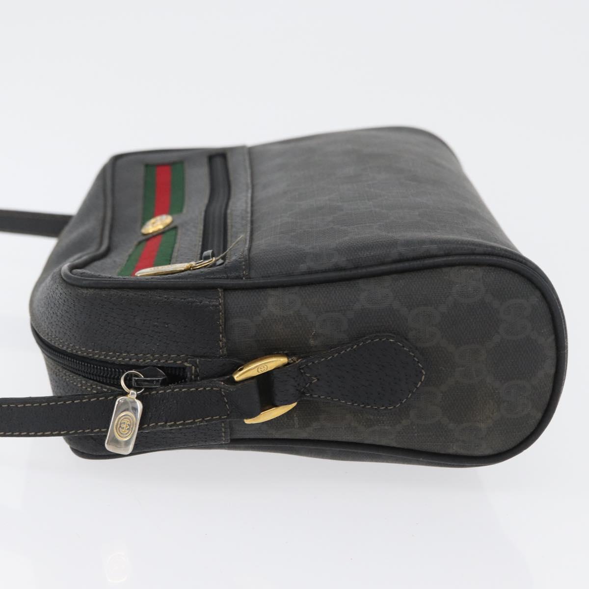 GUCCI GG Supreme Web Sherry Line Bag PVC Black Gold 72 02 088 Auth 170825A
