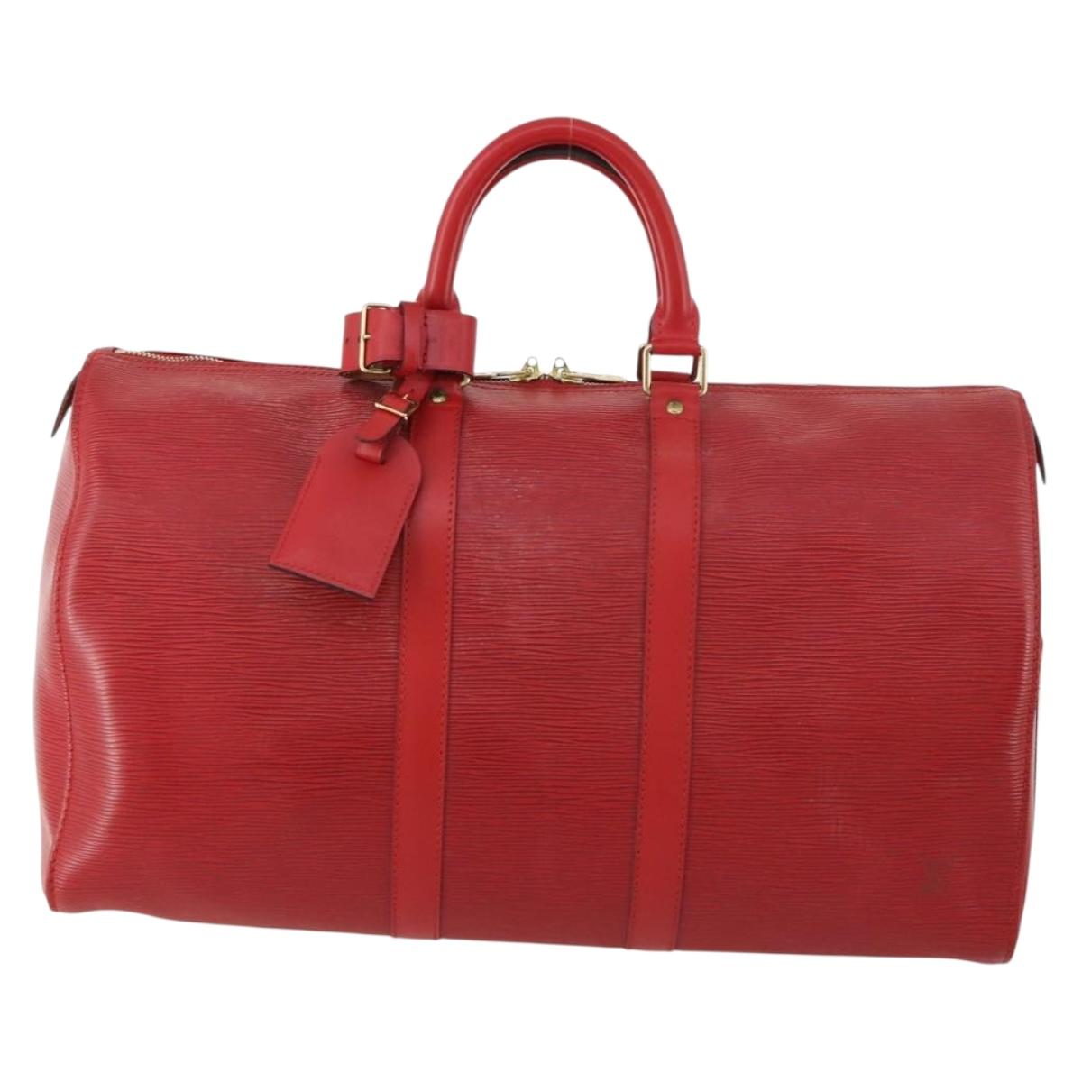 LOUIS VUITTON Epi Keepall 50 Boston Bag Red M42967 LV Auth 170837