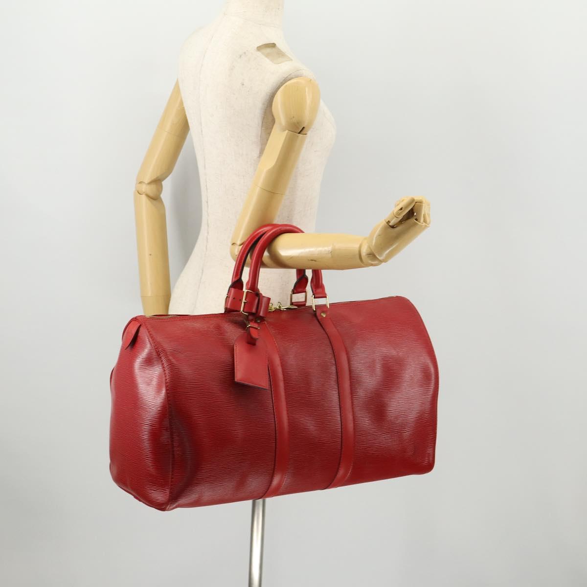 LOUIS VUITTON Epi Keepall 50 Boston Bag Red M42967 LV Auth 170837