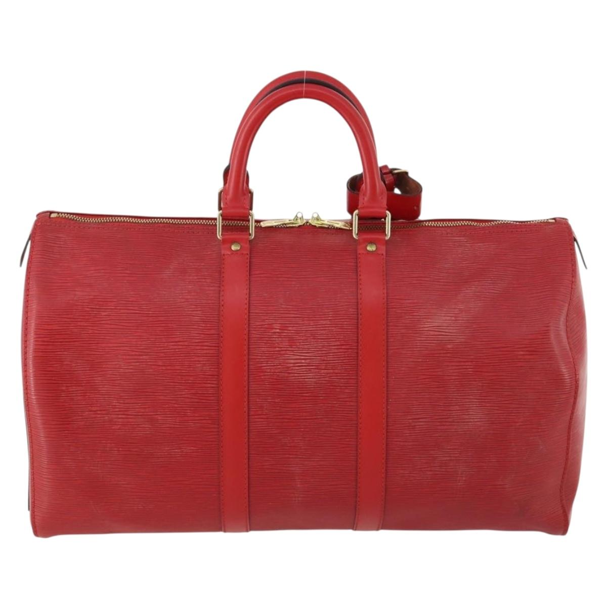 LOUIS VUITTON Epi Keepall 50 Boston Bag Red M42967 LV Auth 170837