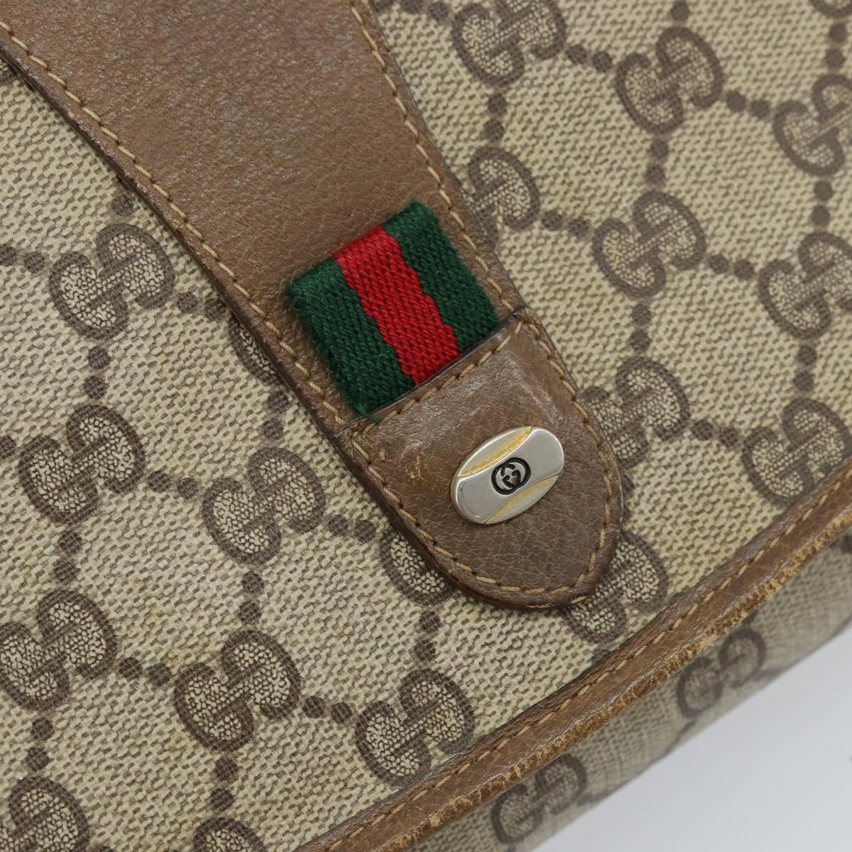 GUCCI GG Supreme Web Sherry Line Clutch Bag PVC Beige Gold 89 01 030 Auth 170838
