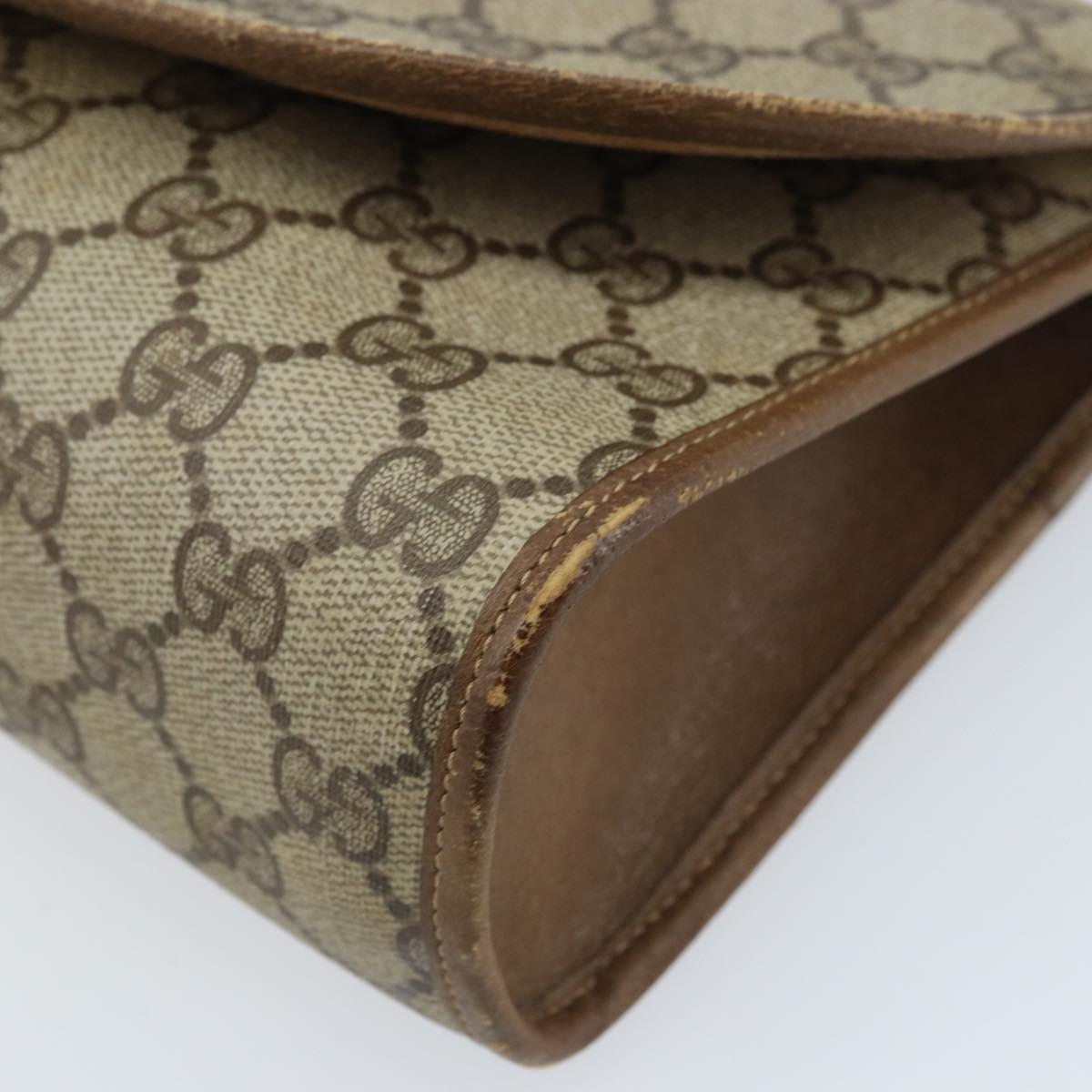 GUCCI GG Supreme Web Sherry Line Clutch Bag PVC Beige Gold 89 01 030 Auth 170838