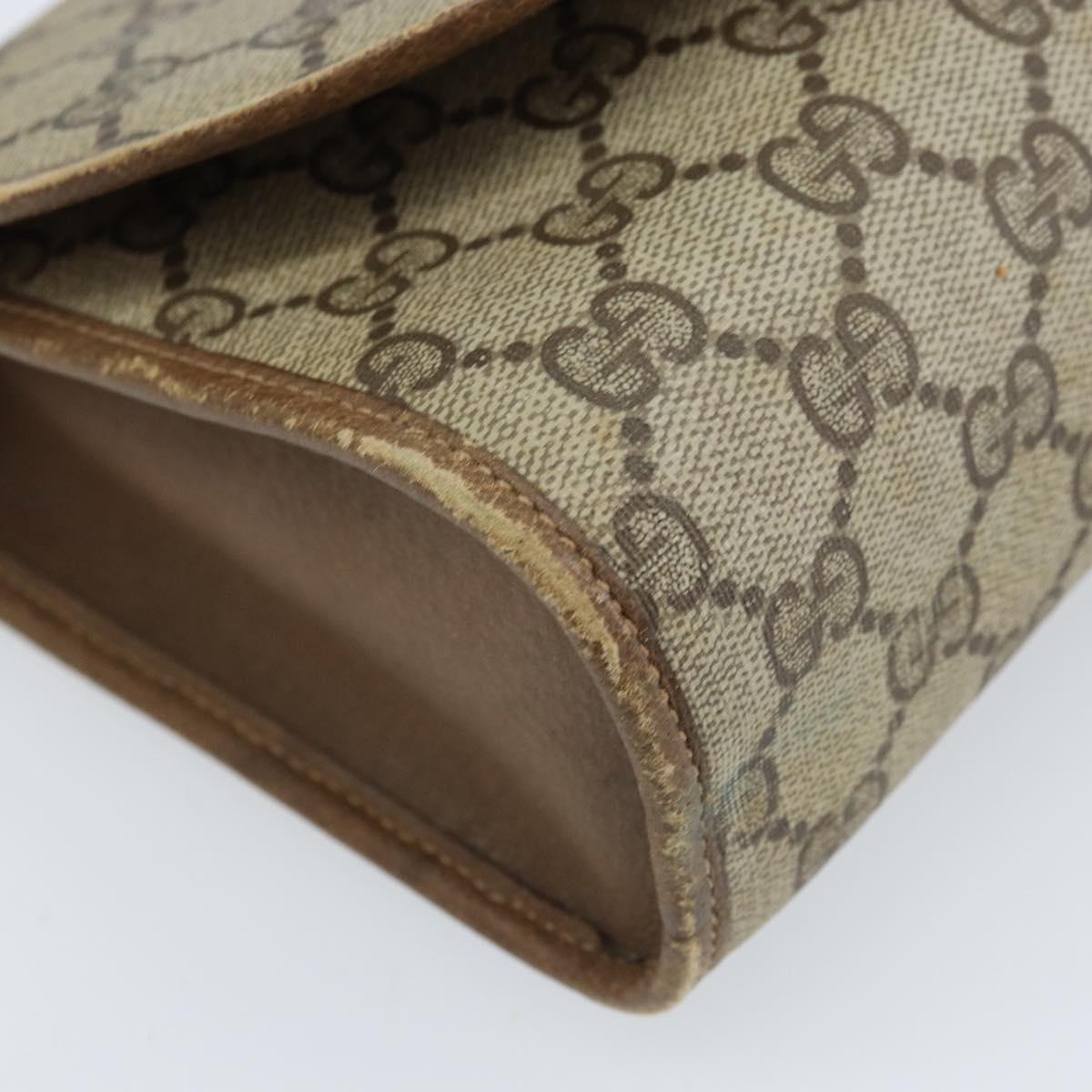 GUCCI GG Supreme Web Sherry Line Clutch Bag PVC Beige Gold 89 01 030 Auth 170838