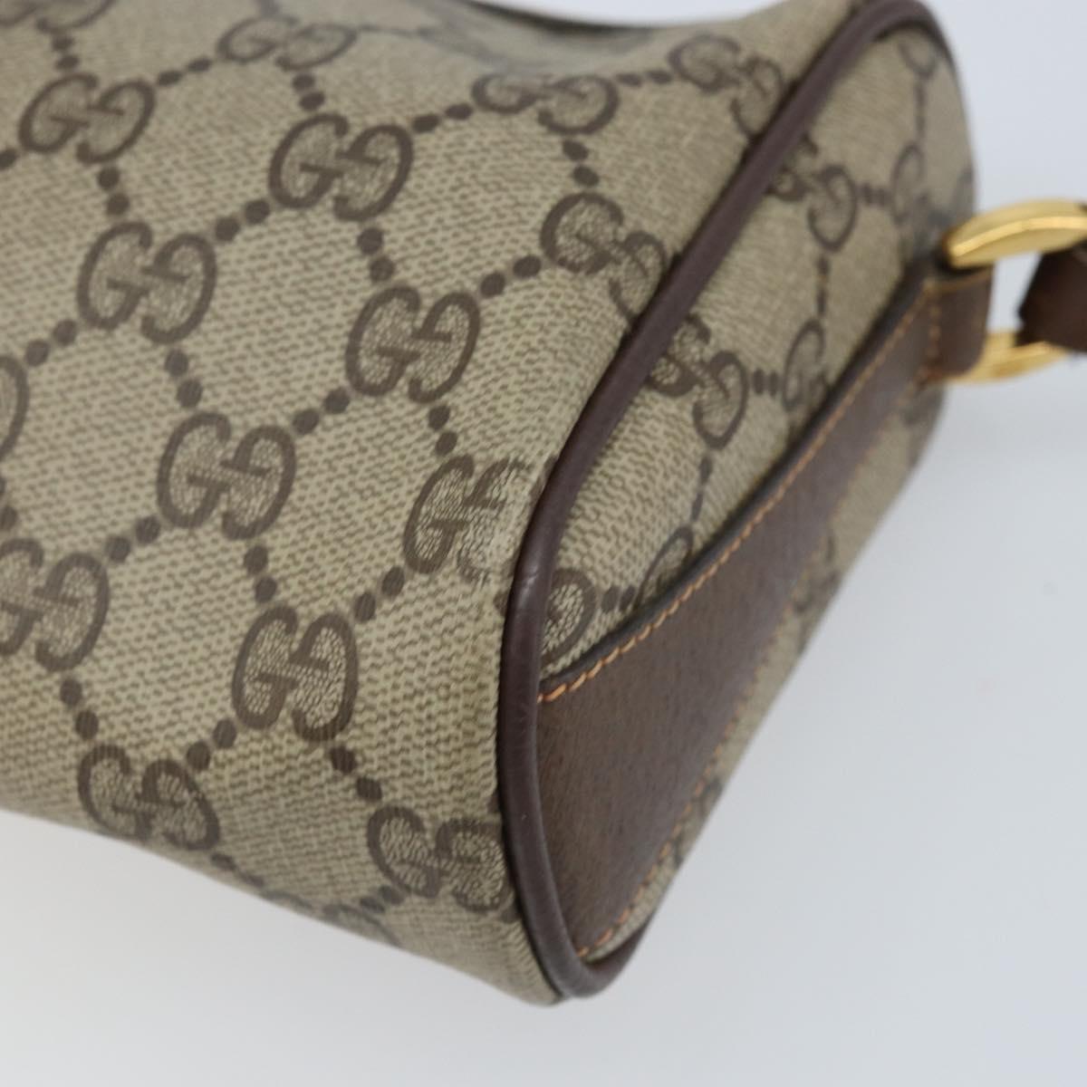 GUCCI GG Supreme Web Sherry Line Bag PVC Beige Gold 89 02 018 Auth 170839