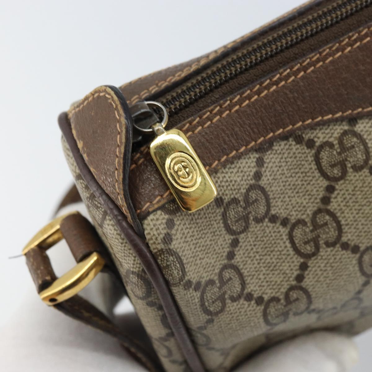 GUCCI GG Supreme Web Sherry Line Bag PVC Beige Gold 89 02 018 Auth 170839
