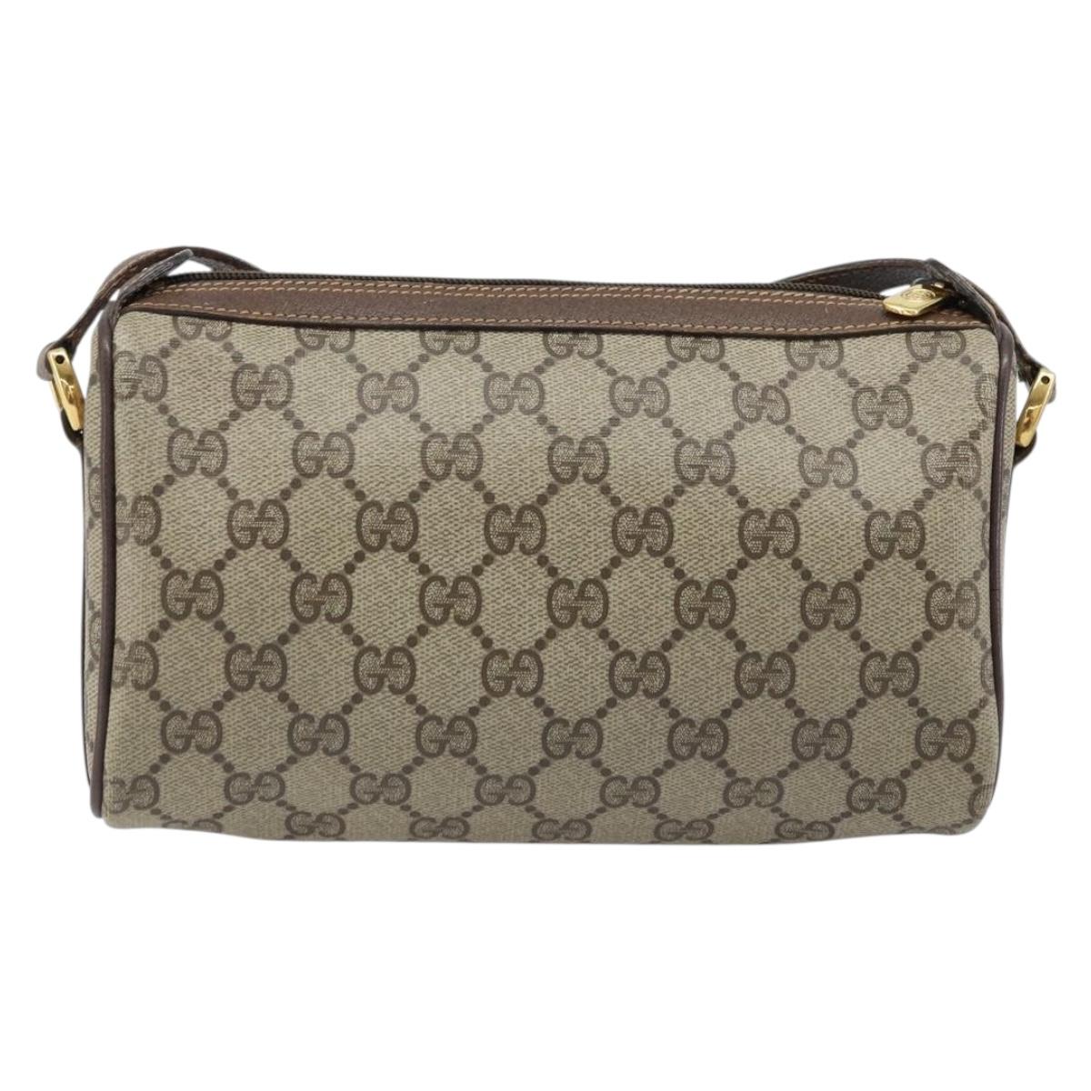 GUCCI GG Supreme Web Sherry Line Bag PVC Beige Gold 89 02 018 Auth 170839