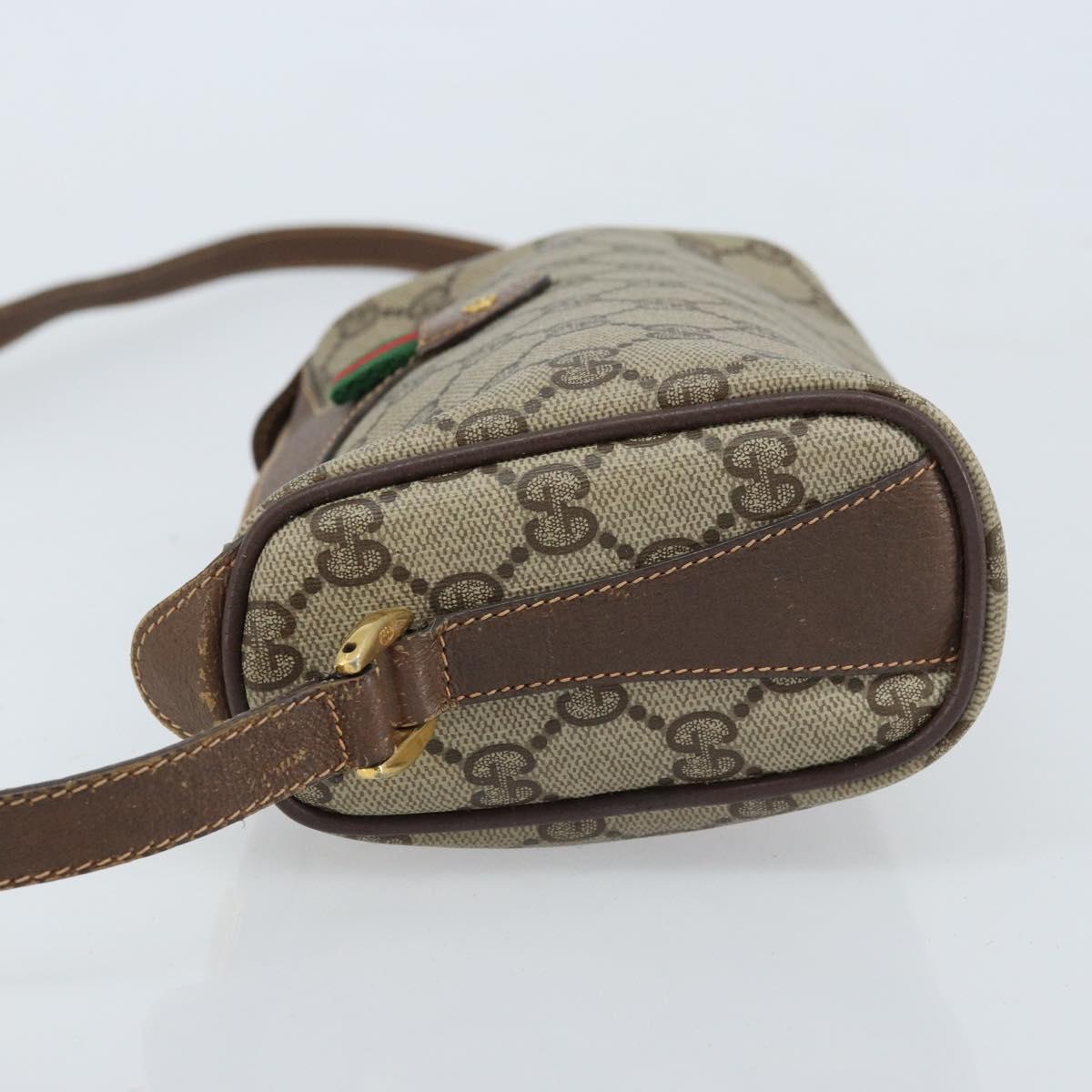 GUCCI GG Supreme Web Sherry Line Bag PVC Beige Gold 89 02 018 Auth 170839