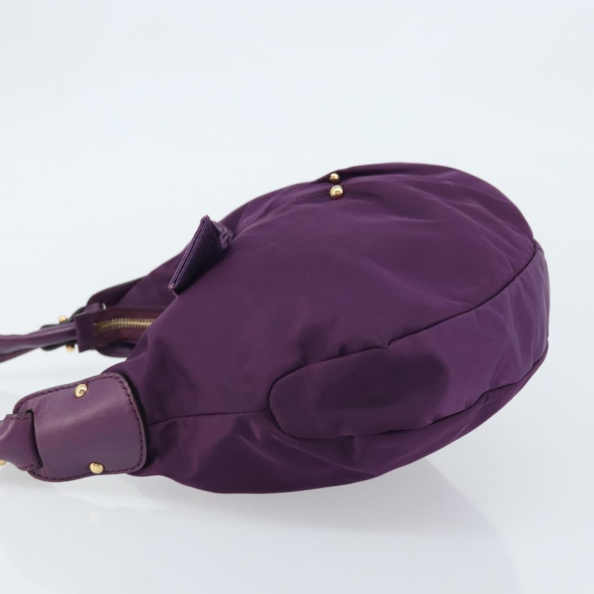 Salvatore Ferragamo Vala Shoulder Bag Nylon Purple Gold Auth 170840A
