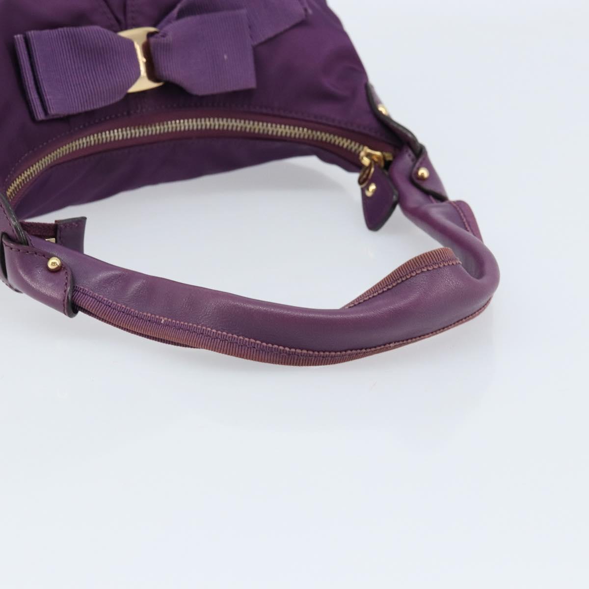 Salvatore Ferragamo Vala Shoulder Bag Nylon Purple Gold Auth 170840A