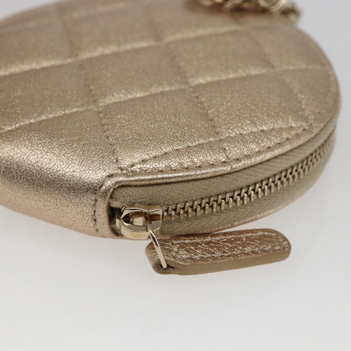 CHANEL Matelasse Coin Purse & AirPods Case Pouch Leather Gold CC Auth 170846SM