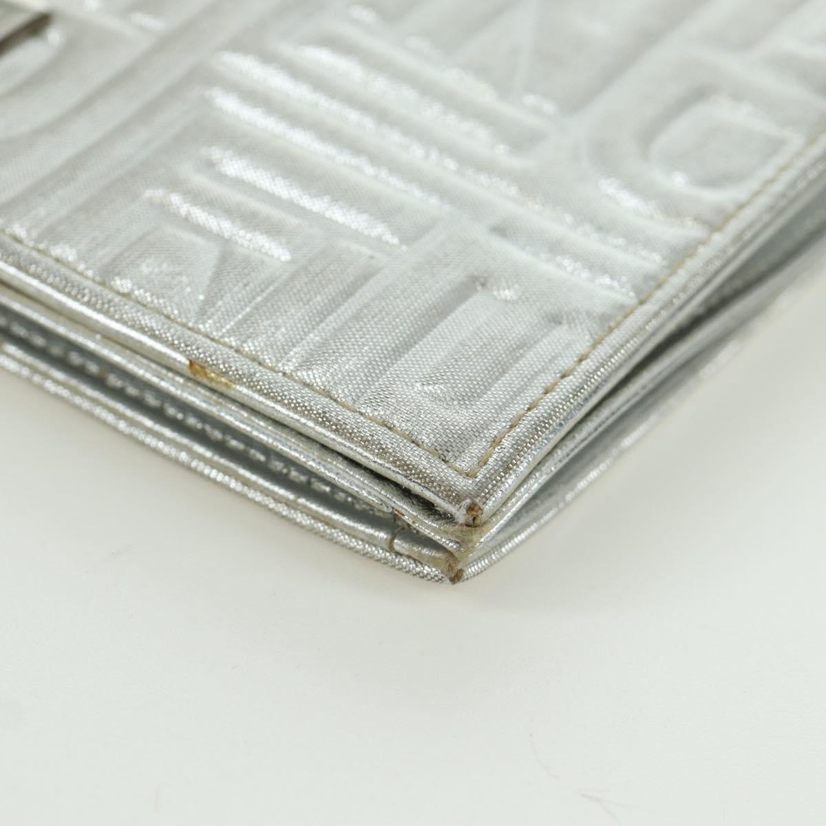 FENDI Chain Wallet Shoulder Bag Leather Silver Auth 170855V