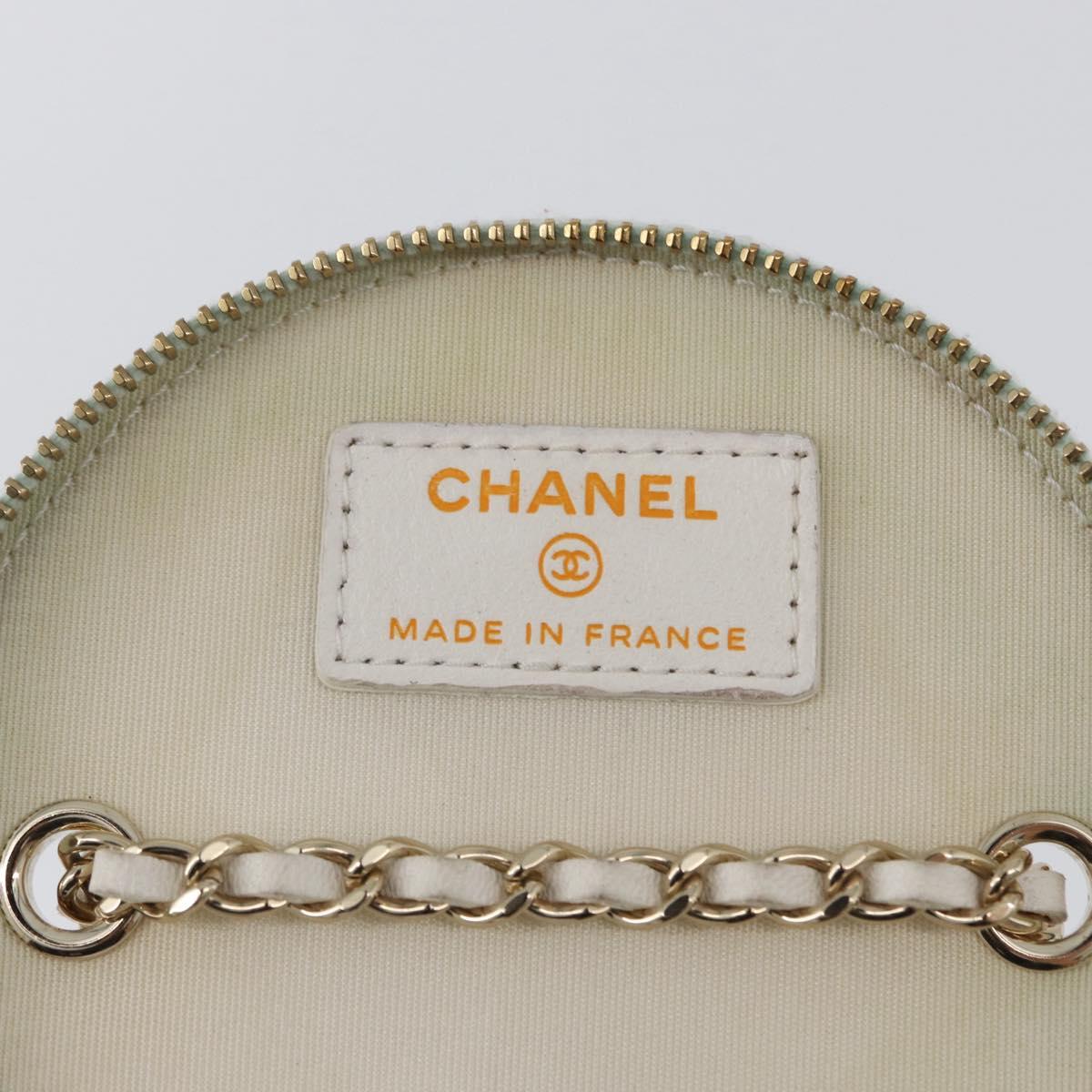 CHANEL Matelasse Chain Shoulder Bag Lamb Skin White Gold CC Auth 170857M