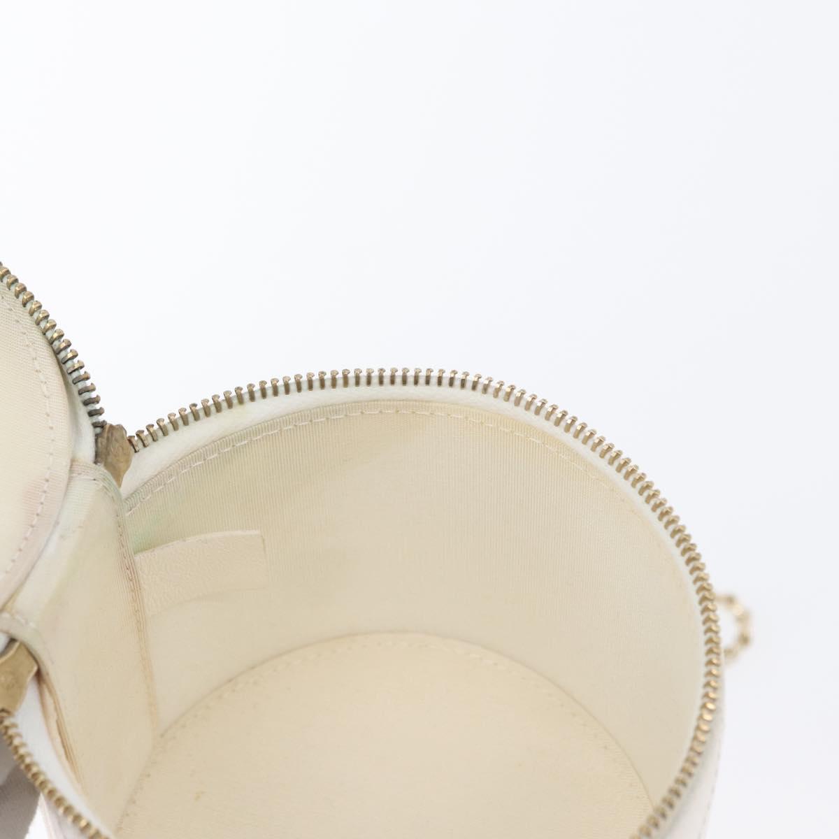 CHANEL Matelasse Chain Shoulder Bag Lamb Skin White Gold CC Auth 170857M