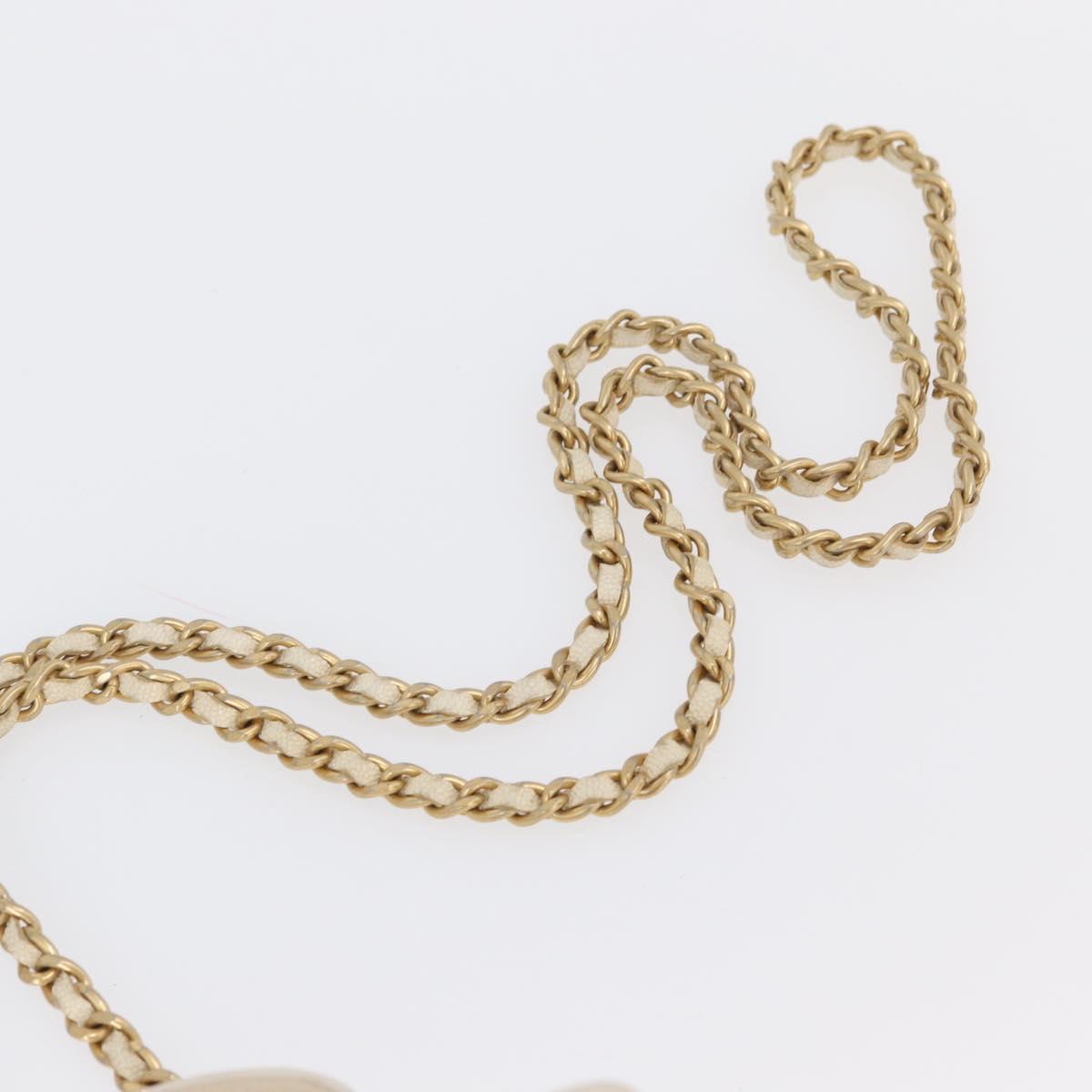 CHANEL Matelasse Vanity Chain Bag Caviar Skin White Gold CC Auth 170858A