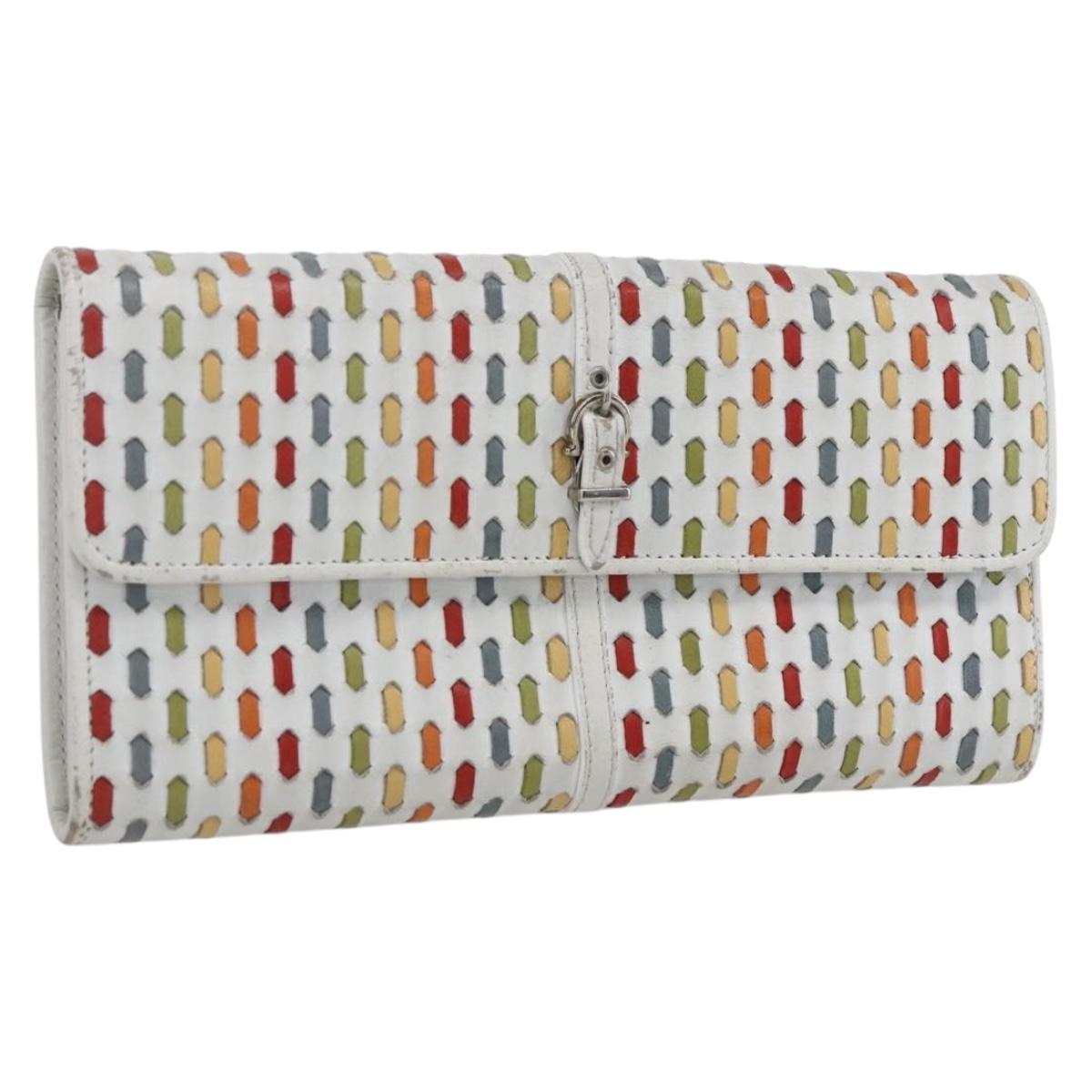 Salvatore Ferragamo Gancini Long Wallet Leather Multicolor Silver Auth 170860