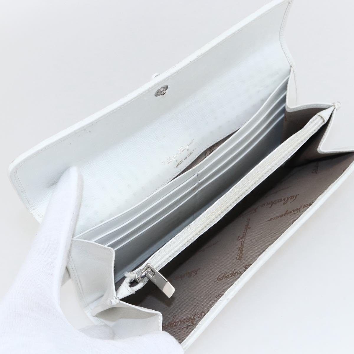 Salvatore Ferragamo Gancini Long Wallet Leather Multicolor Silver Auth 170860