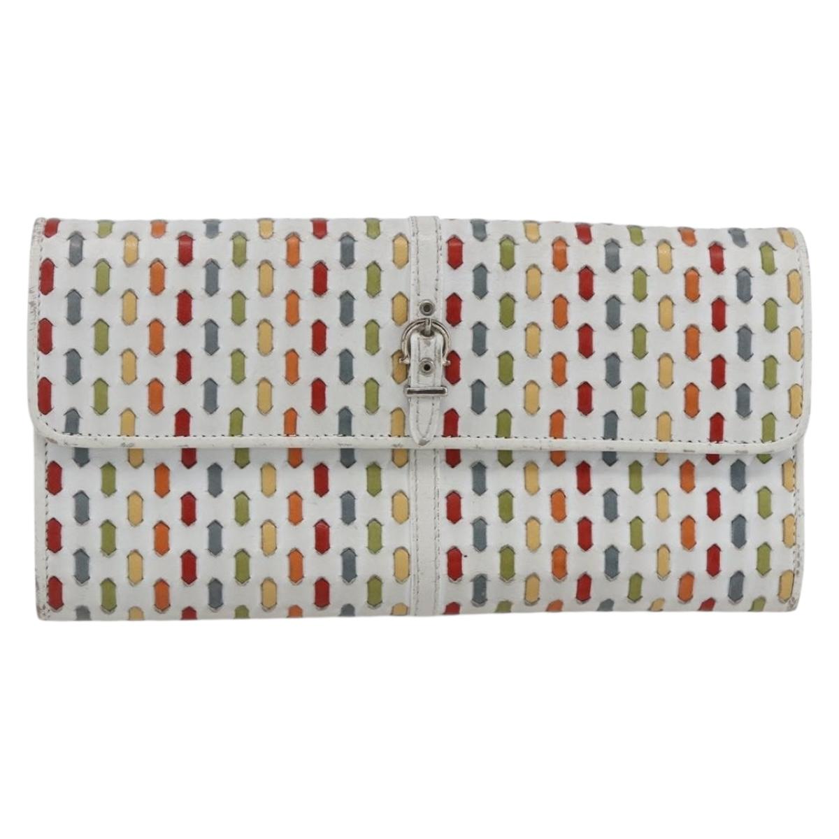 Salvatore Ferragamo Gancini Long Wallet Leather Multicolor Silver Auth 170860