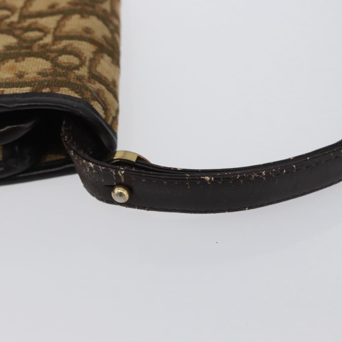 Christian Dior Trotter Canvas Shoulder Bag Beige Gold Auth 170884