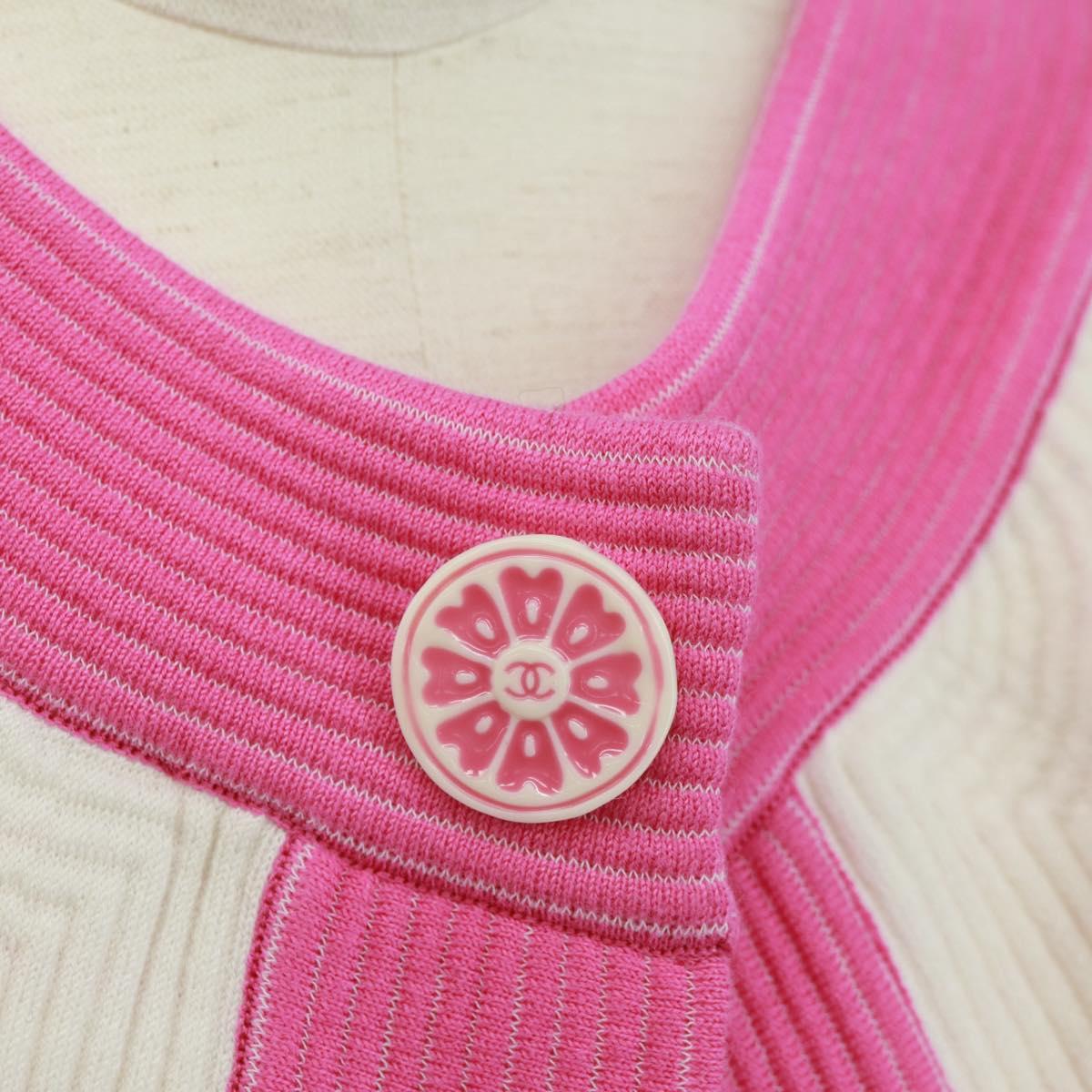 CHANEL Cape Poncho cotton White Pink CC Auth 170887V