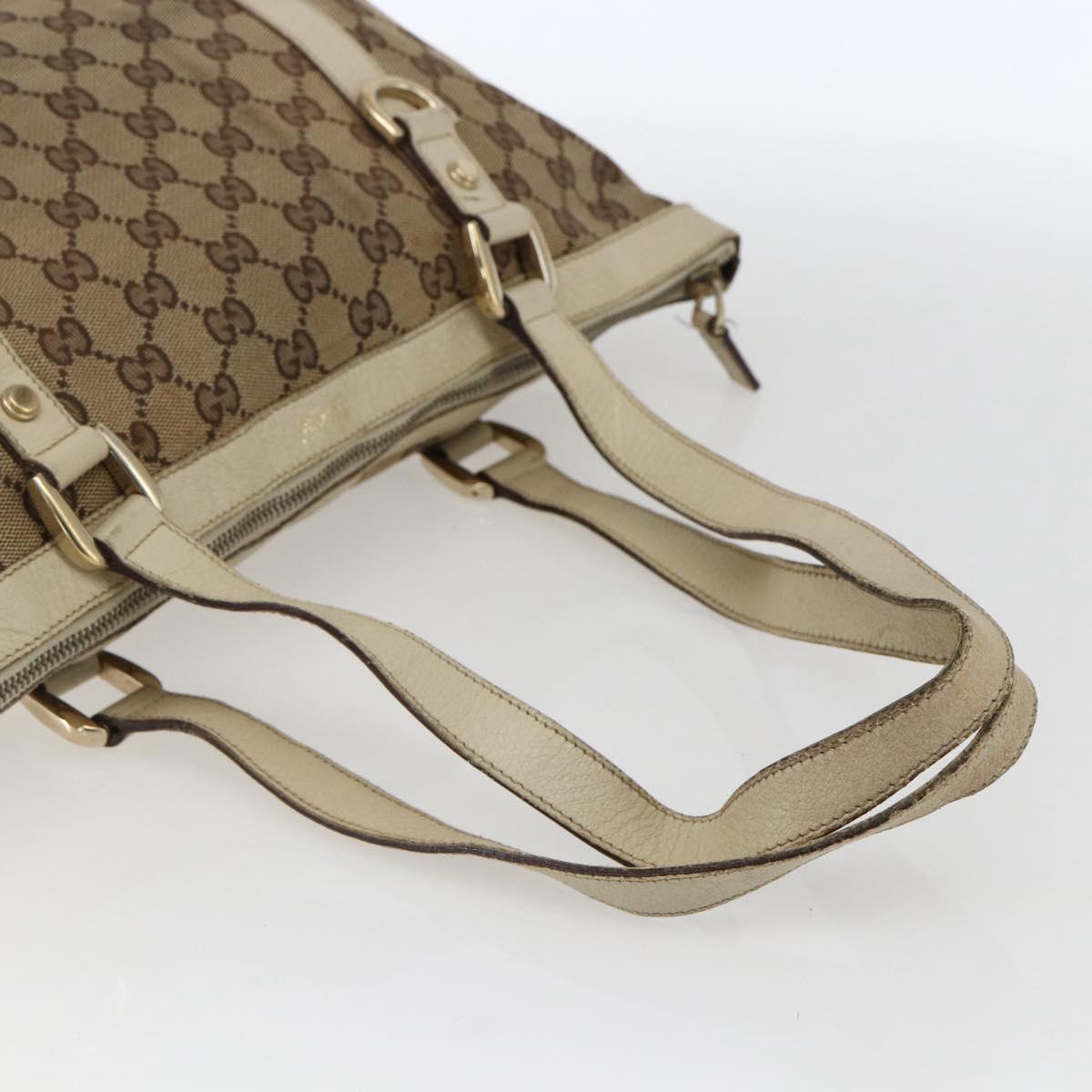 GUCCI GG Canvas Abbey Tote Bag Beige Gold 141470 Auth 170896