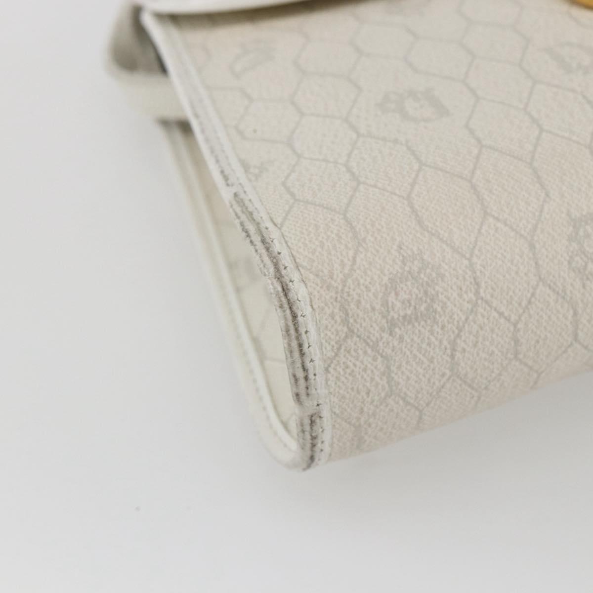 Christian Dior Honeycomb Canvas Shoulder Bag PVC White Gold Auth 170899