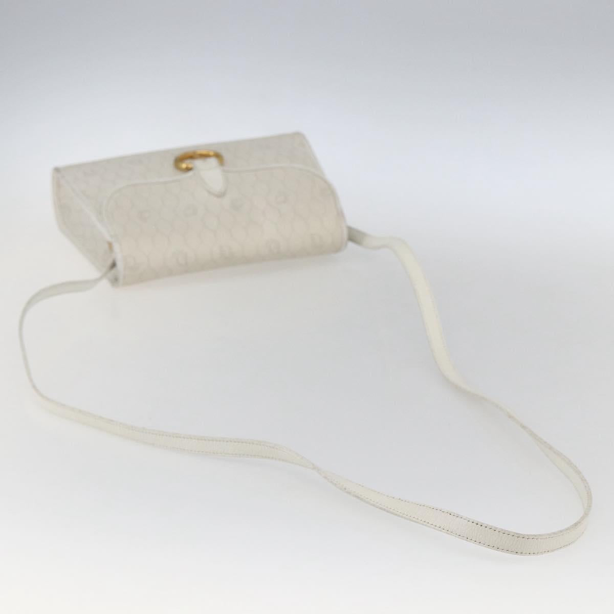 Christian Dior Honeycomb Canvas Shoulder Bag PVC White Gold Auth 170899