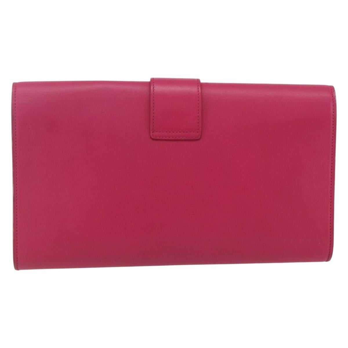 SAINT LAURENT Y Line Clutch Bag Leather Pink Gold 311213 Auth 170902