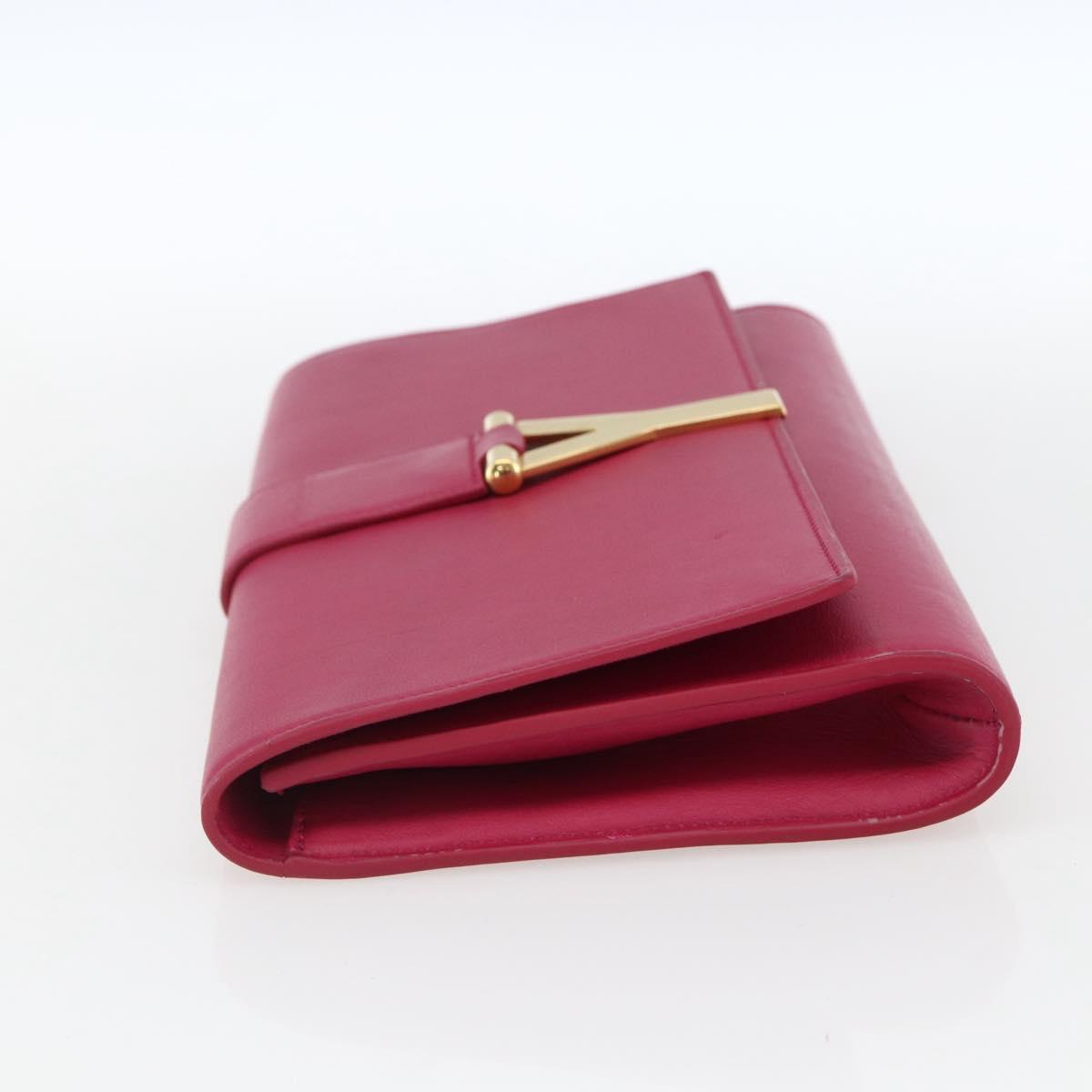 SAINT LAURENT Y Line Clutch Bag Leather Pink Gold 311213 Auth 170902