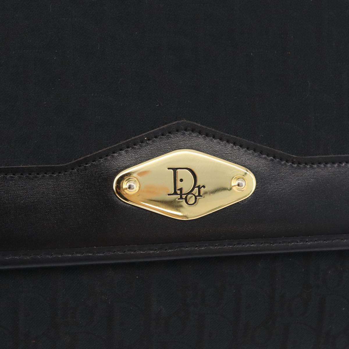 Christian Dior Trotter Canvas Chain Shoulder Bag Black Gold Auth 170904