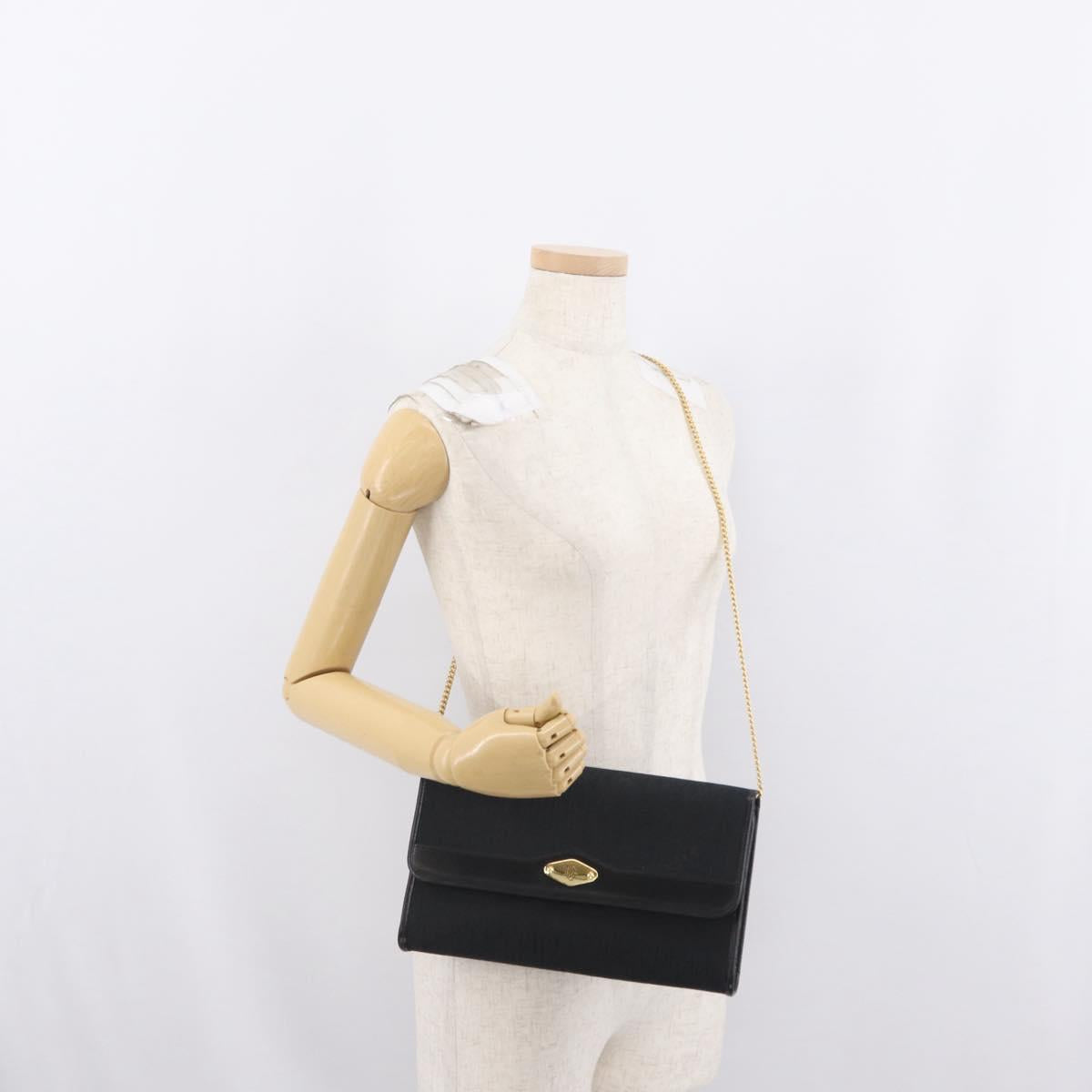 Christian Dior Trotter Canvas Chain Shoulder Bag Black Gold Auth 170904