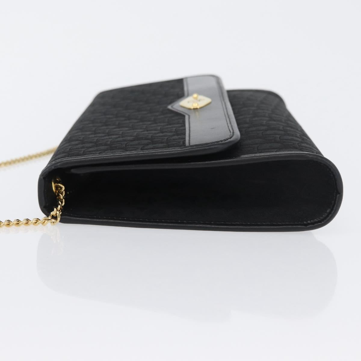 Christian Dior Trotter Canvas Chain Shoulder Bag Black Gold Auth 170904