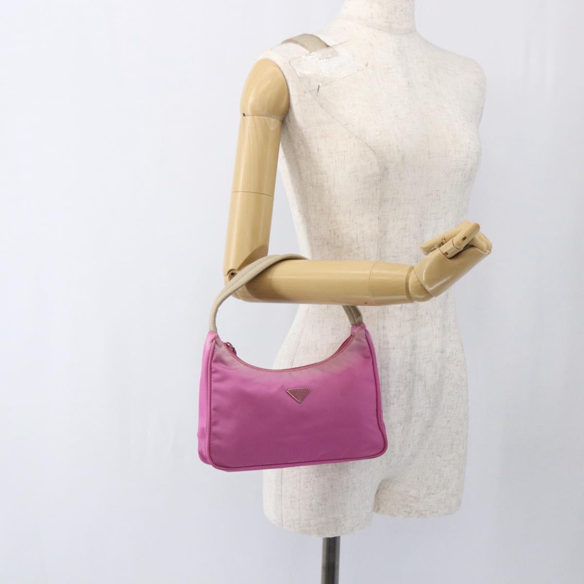 PRADA Hand Pouch Nylon Pink Auth 170906