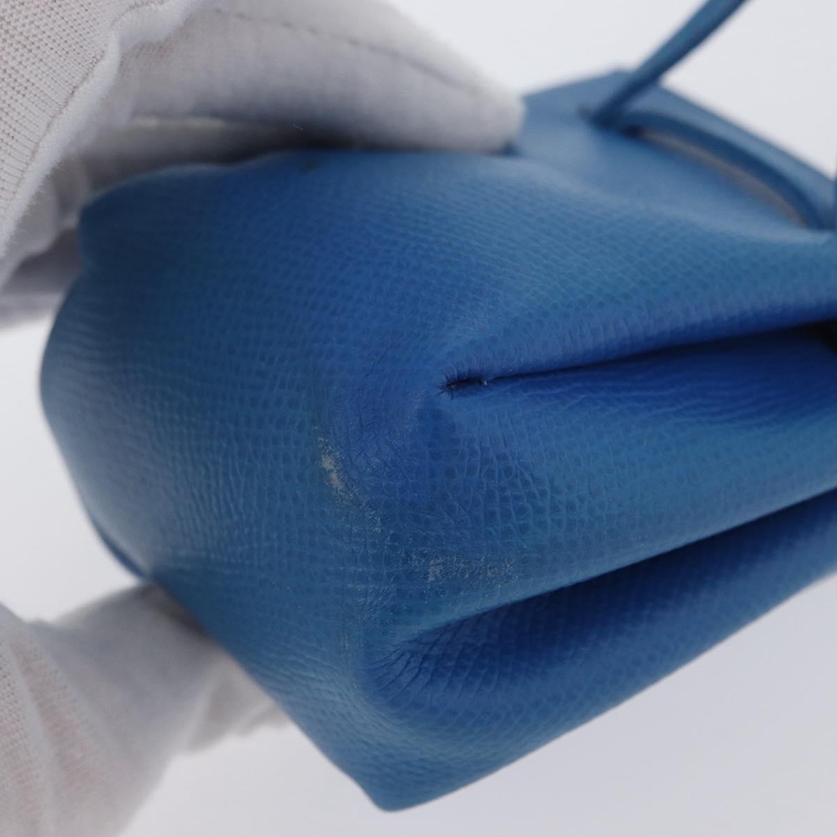 HERMES Vespa Pouch Leather Blue Auth 170911