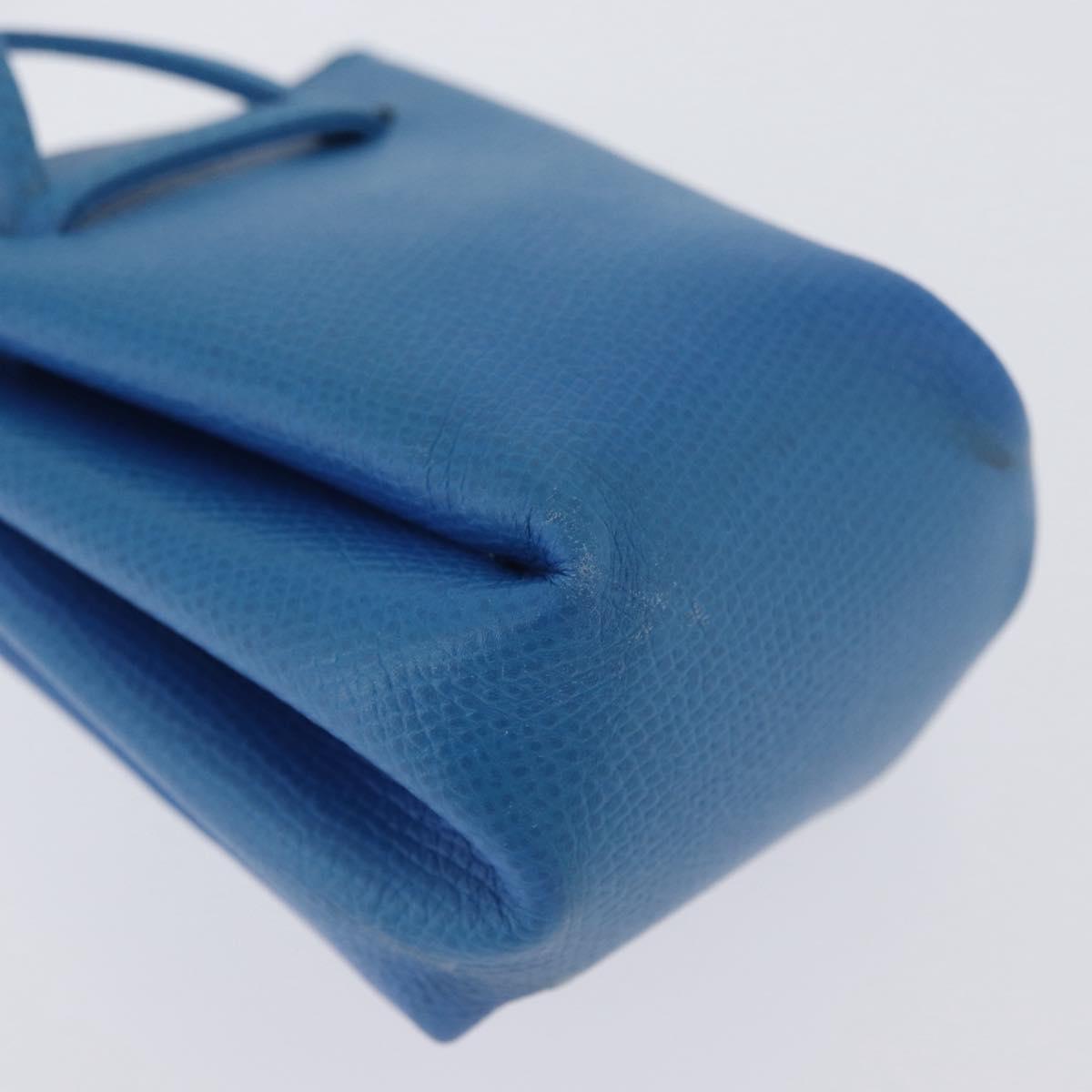 HERMES Vespa Pouch Leather Blue Auth 170911