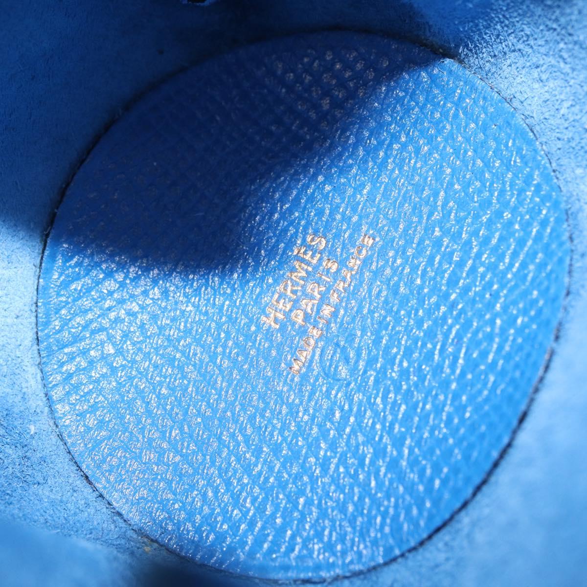 HERMES Vespa Pouch Leather Blue Auth 170911