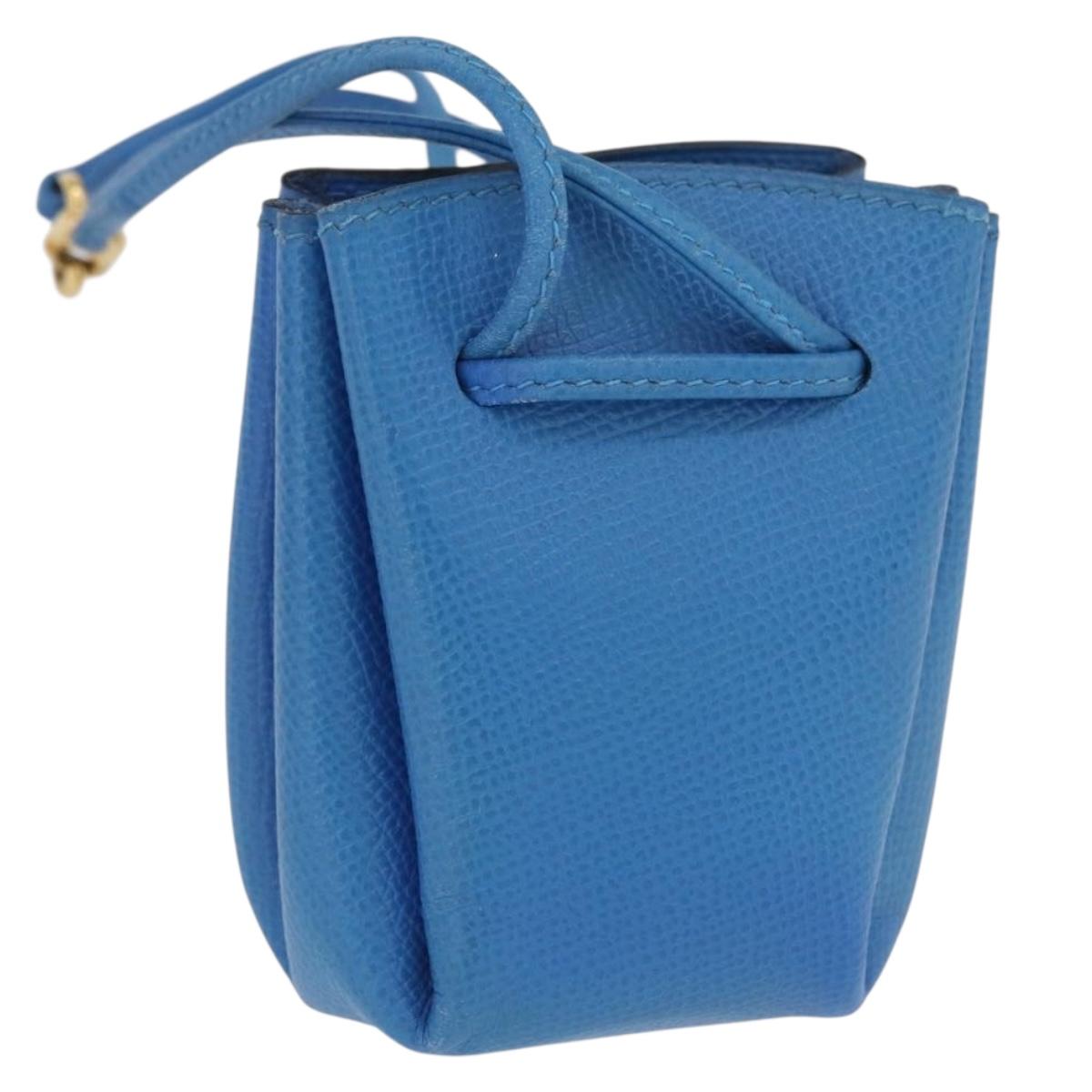 HERMES Vespa Pouch Leather Blue Auth 170911