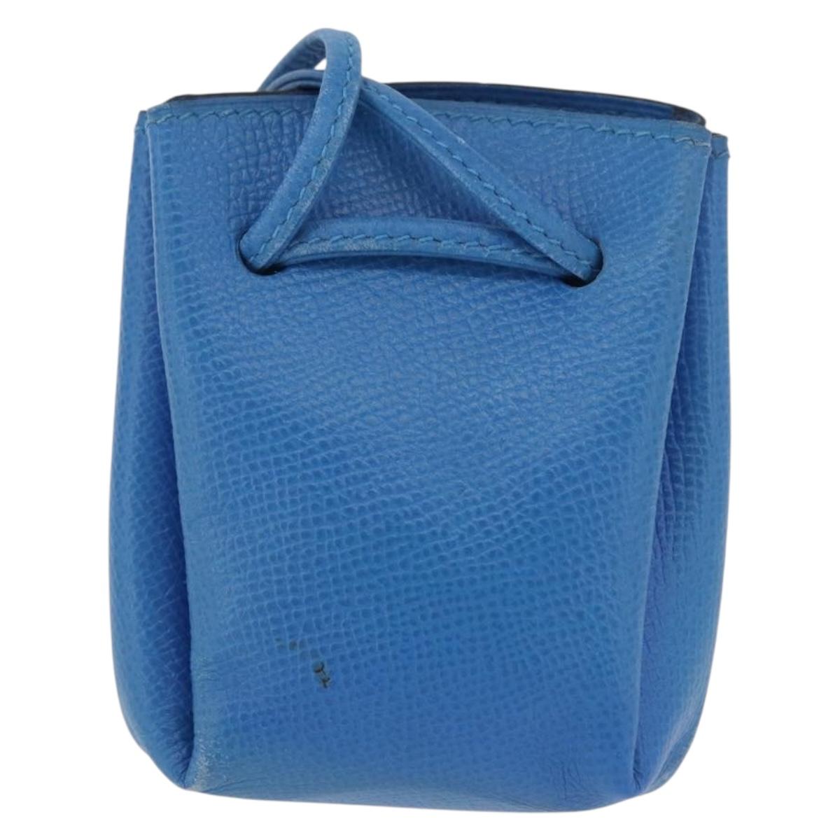 HERMES Vespa Pouch Leather Blue Auth 170911