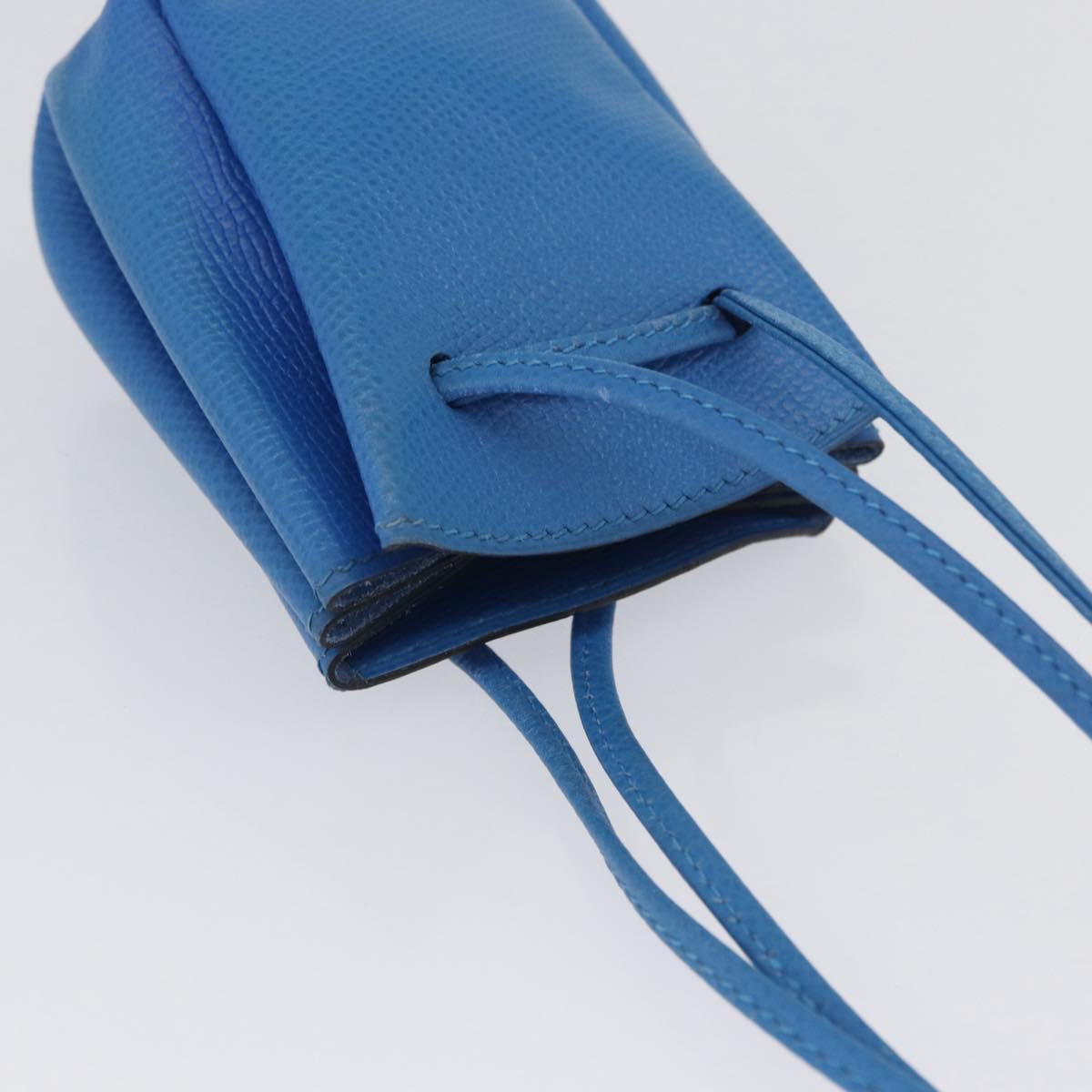 HERMES Vespa Pouch Leather Blue Auth 170911