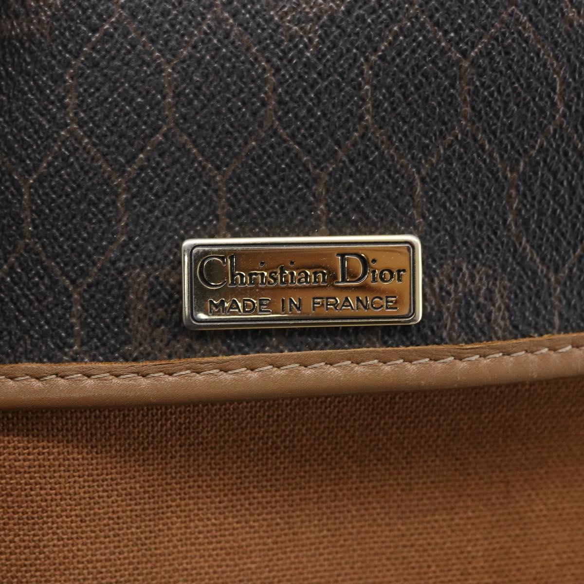 Christian Dior Honeycomb Canvas Shoulder Bag PVC Black Gold Auth 170912