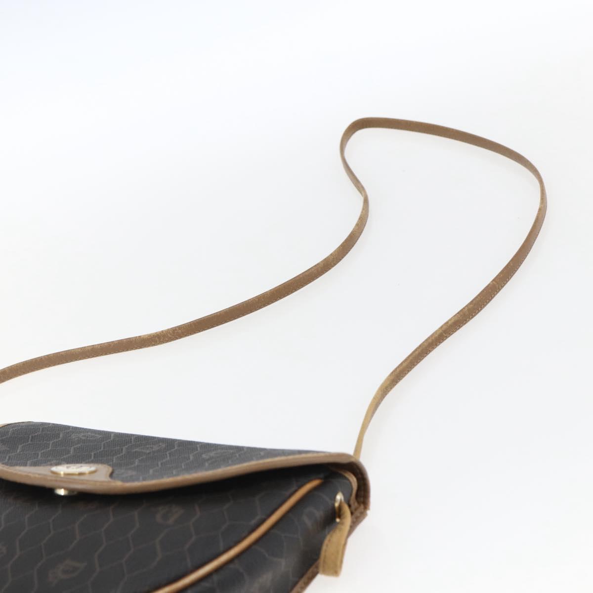 Christian Dior Honeycomb Canvas Shoulder Bag PVC Black Gold Auth 170912