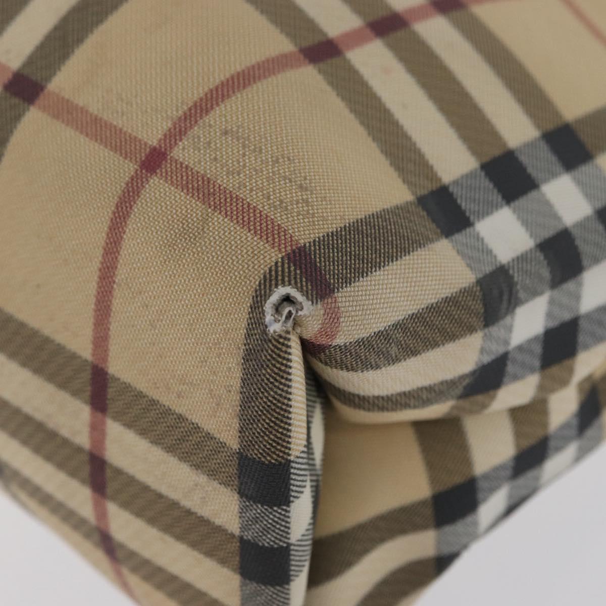 BURBERRY Nova Check Hand Bag PVC Beige Silver Auth 170920