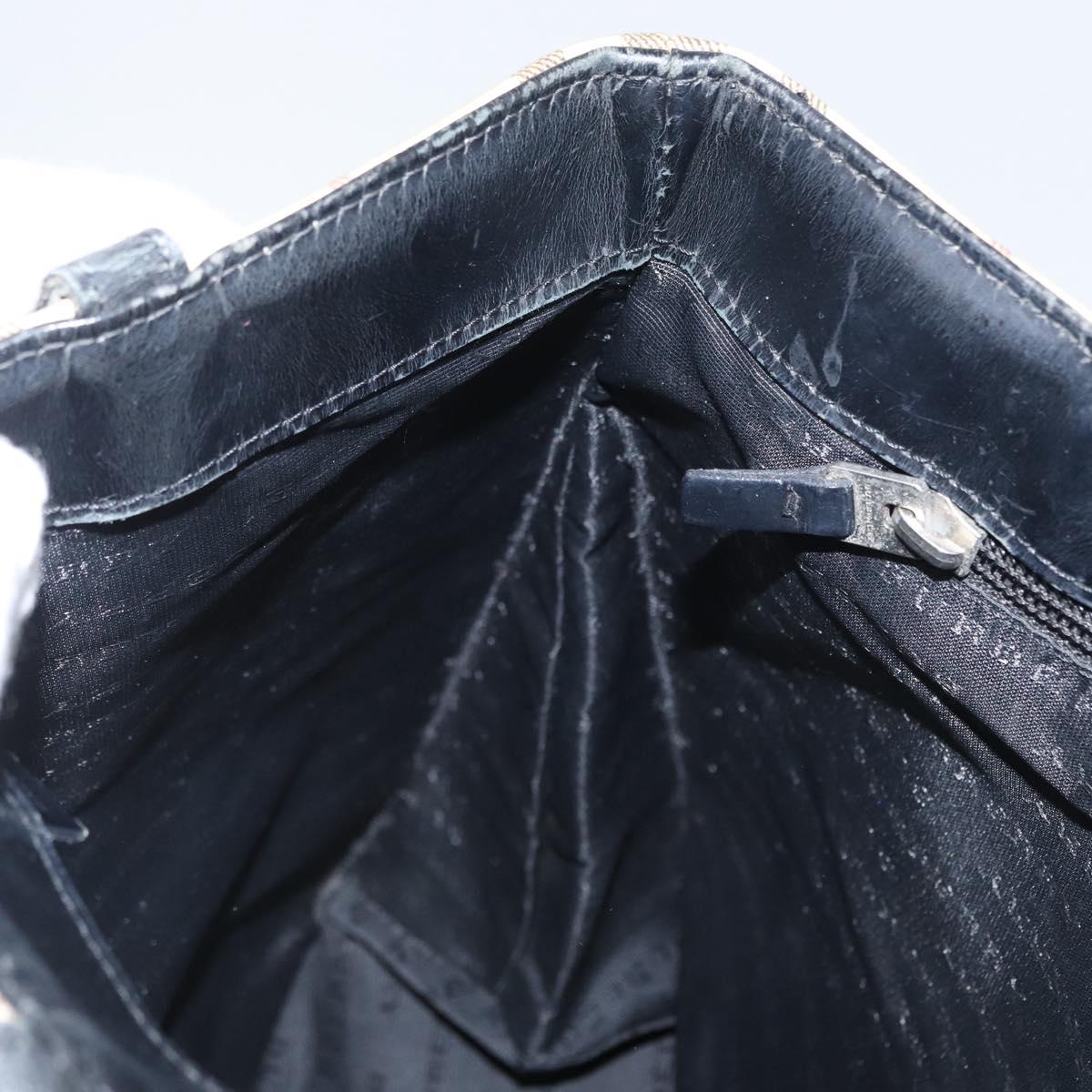 BURBERRY Nova Check Hand Bag PVC Beige Silver Auth 170920