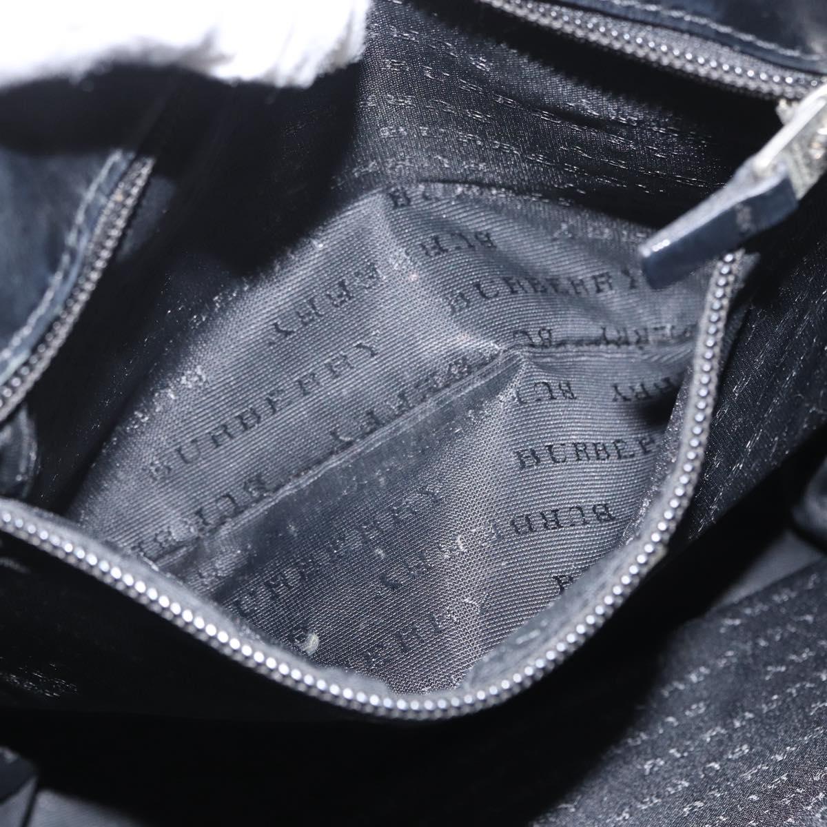 BURBERRY Nova Check Hand Bag PVC Beige Silver Auth 170920