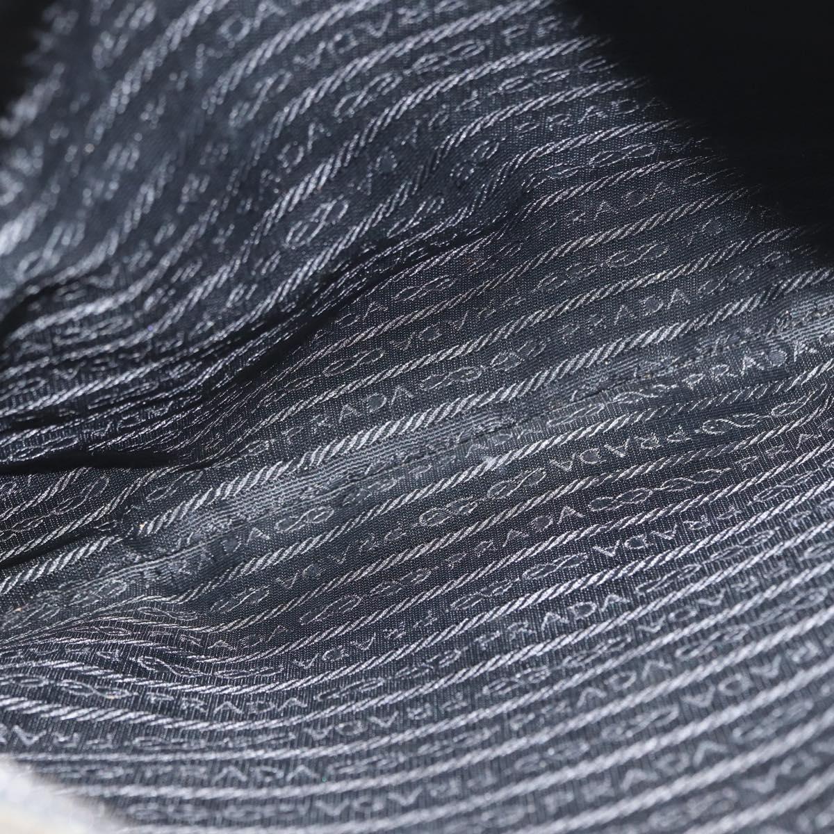 PRADA Hand Bag Canvas Leather Khaki Silver Auth 170921