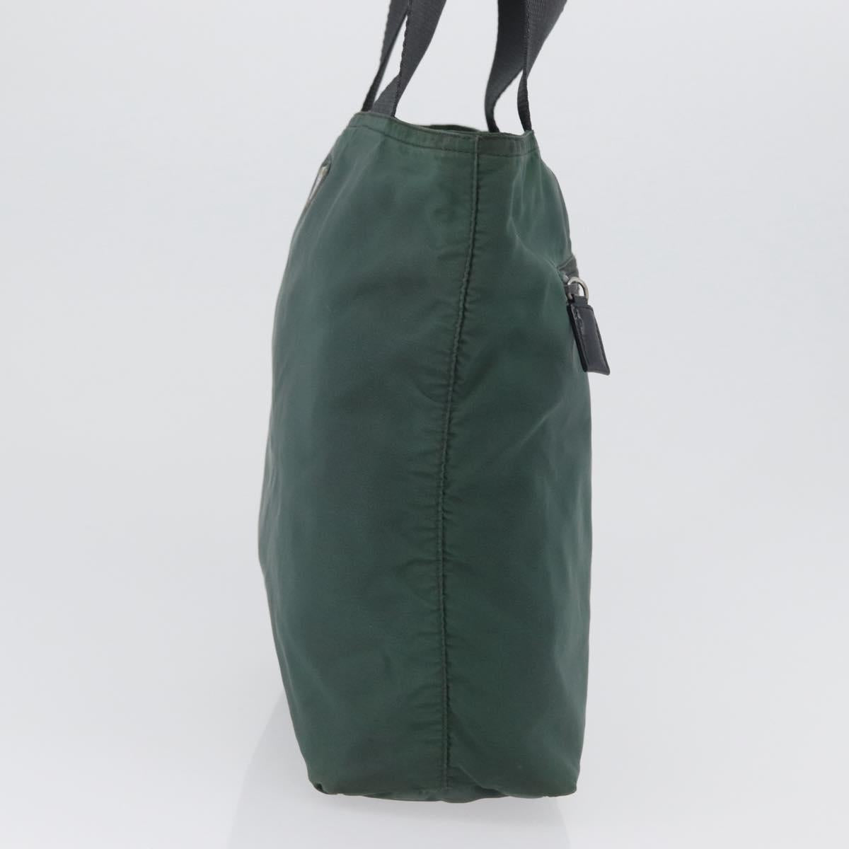 PRADA Tote Bag Nylon Green Silver Auth 170923A