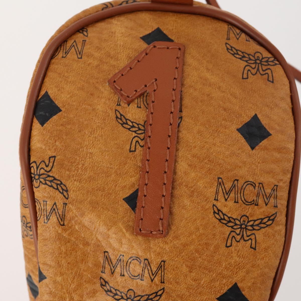 MCM Logogram Vicetos Golf Club Headcover PVC Leather Brown Gold Auth 170928