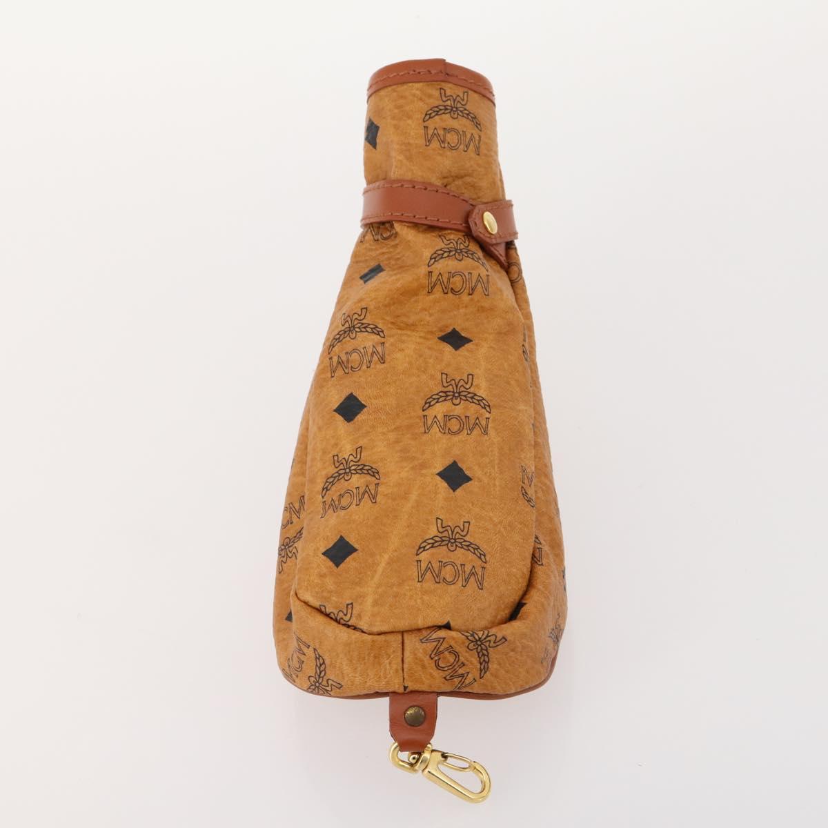 MCM Logogram Vicetos Golf Club Headcover PVC Leather Brown Gold Auth 170928